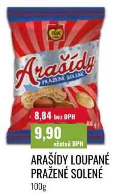 ARAŠÍDY LOUPANÉ PRAŽENÉ SOLENÉ, 100g