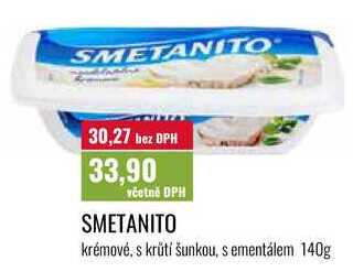 SMETANITO, krémové, s krůtí šunkou, s ementálem, 140g