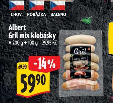 Albert Gril mix klobásky 200 g