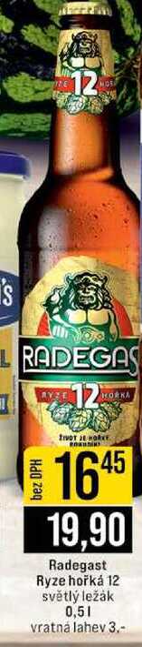 Radegast Ryze hořká 12 světlý ležák 0,5l