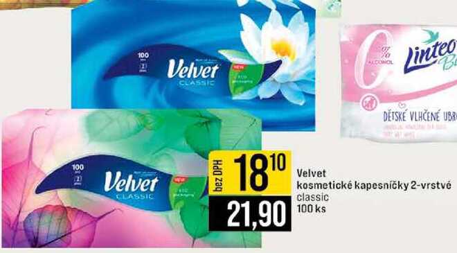 Velvet kosmetické kapesníčky 2-vrstvé classic 100 ks