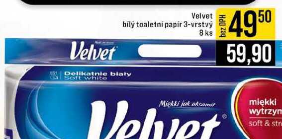 Velvet bílý toaletní papír 3-vrstvý 8 ks 