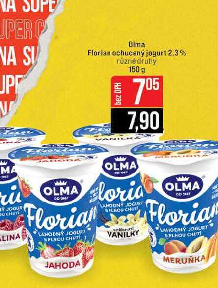Olma Florian ochucený jogurt 2,3% různé druhy 150 g