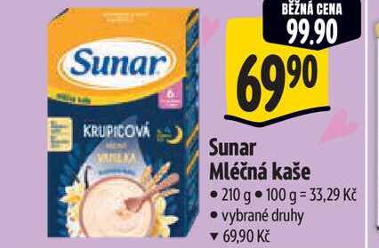Sunar Mléčná kaše 210 g