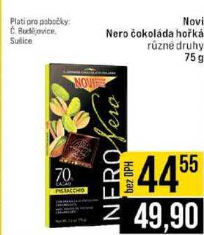 Novi Nero čokoláda hořká různé druhy 75 g