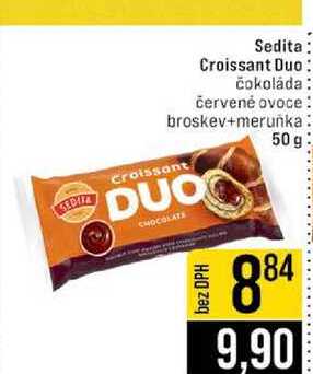 Sedita Croissant Duo čokoláda červené ovoce broskev+merunka 50 g