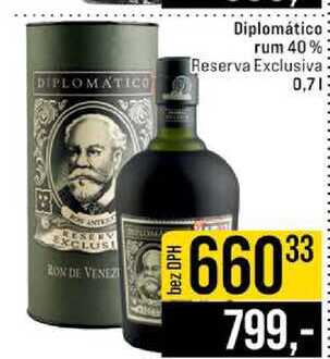 Diplomático rum 40% Reserva Exclusiva 0,7l
