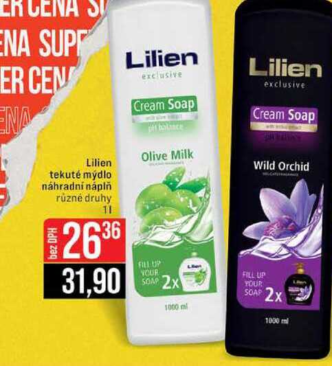 Lilien tekuté mýdlo náhradní náplň různé druhy 1l