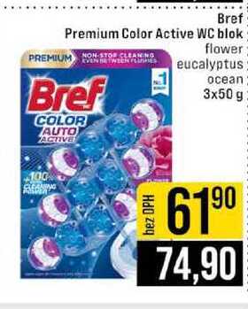 Bref Premium Color Active WC blok flower eucalyptus ocean 3x50 g 