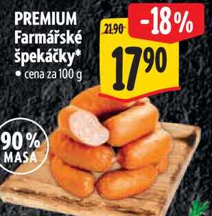 PREMIUM Farmářské špekáčky, cena za 100 g