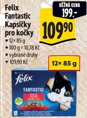 Felix Fantastic Kapsičky pro kočky, 12x 85 g