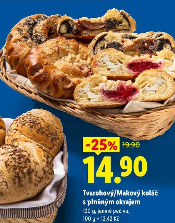 Tvarohový/Makový koláč s plněným okrajem, 120 g