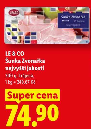 LE & CO Šunka Zvonařka nejvyšší jakosti, 300 g