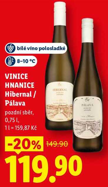VINICE HNANICE Hibernal/Pálava, 0,75 l