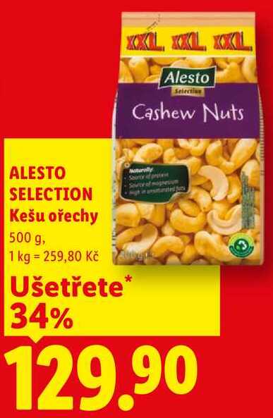 ALESTO SELECTION Kešu ořechy, 500 g