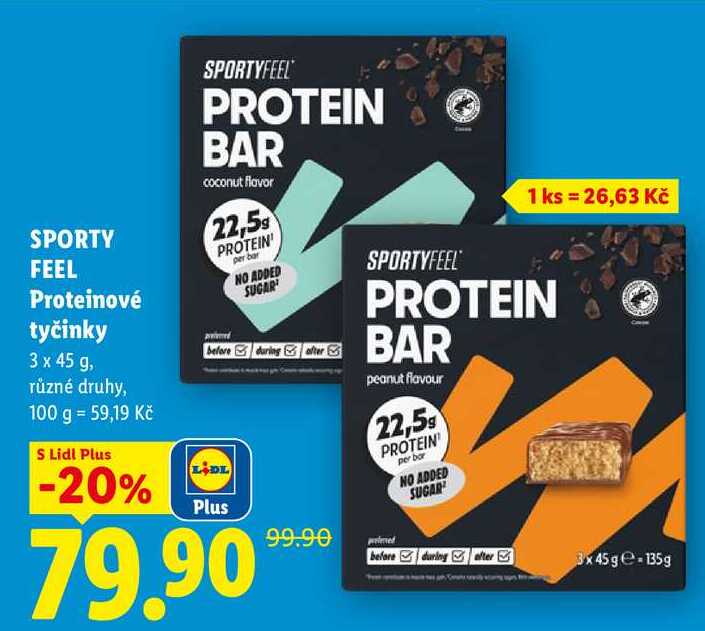 SPORTY FEEL Proteinové tyčinky, 3x 45 g