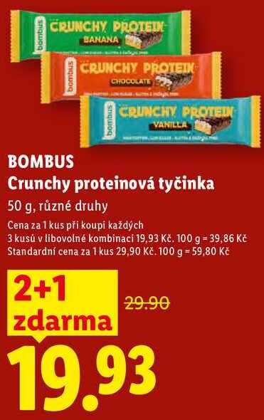 BOMBUS Crunchy proteinová tyčinka, 50 g