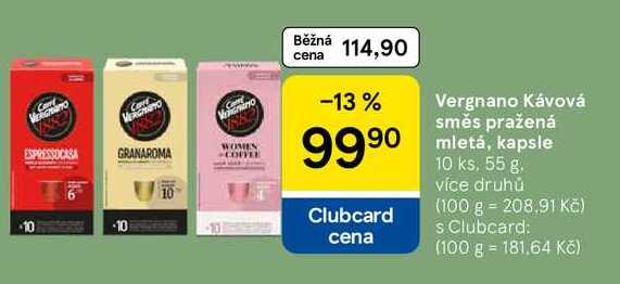 Vergnano Kávová směs pražená mletá, kapsle, 10 ks, 55 g