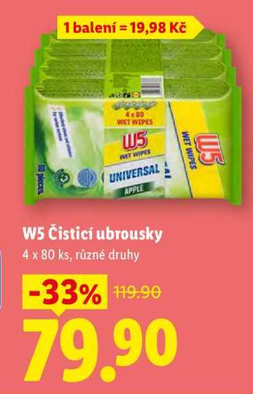 W5 Čisticí ubrousky, 4x 80 ks