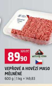 VEPŘOVÉ A HOVĚZÍ MASO MĚLNĚNÉ 600 g 