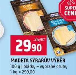 MADETA SÝRAŘŮV VÝBĚR 100 g plátky vybrané druhy