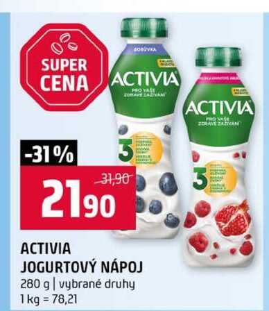 ACTIVIA JOGURTOVÝ NÁPOJ 280 g vybrané druhy