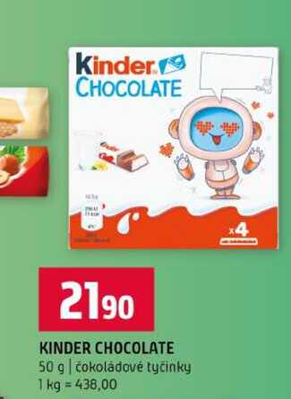 KINDER CHOCOLATE 50 g čokoládové tyčinky