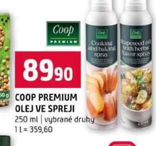COOP PREMIUM OLEJ VE SPREJI 250 ml vybrané druhy
