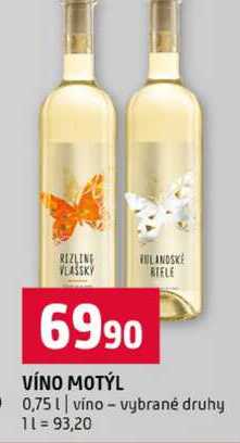 VÍNO MOTÝL 0,75l víno vybrané druhy