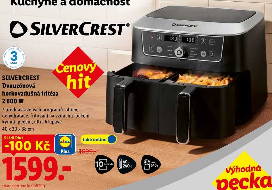 SILVERCREST Dvouzónová horkovzdušná fritéza 2 600 W 