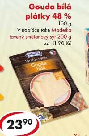 Gouda bílá plátky 48 %, 100 g
