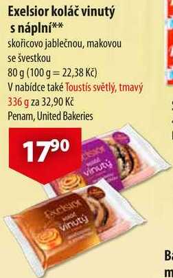 Exelsior koláč vinutý s náplní, 80 g