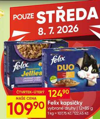 Felix kapsičky pro kočky vybrané druhy 12×85 g