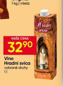 Víno Hradní svíca vybrané druhy 1l