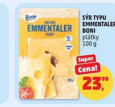 Boni SÝR TYPU EMMENTALER plátky 100 g