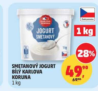 KARLOVA KORUNA SMETANOVÝ JOGURT BÍLÝ 1 kg