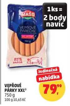 VEPŘOVÉ PÁRKY XXL 750 g 