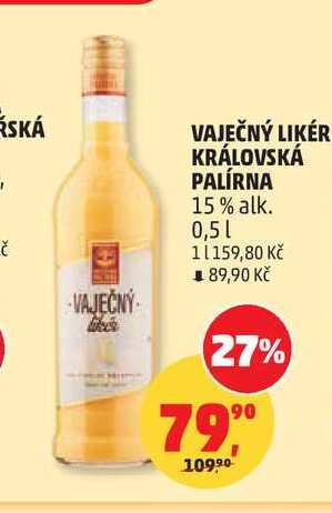 KRÁLOVSKÁ PALÍRNA VAJEČNÝ LIKÉR 15% alk. 0,5l