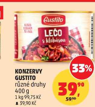 GUSTITO KONZERVY různé druhy 400 g