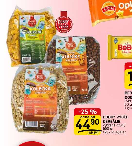 DOBRÝ VÝBĚR CEREÁLIE vybrané druhy 500 g