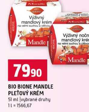 BIO BIONE MANDLE PLEŤOVÝ KRÉM 51 ml vybrané druhy