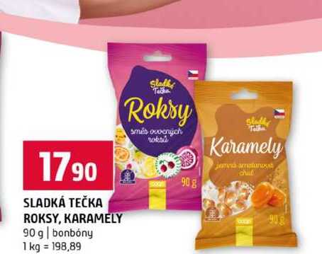 SLADKÁ TEČKA ROKSY, KARAMELY 90 g bonbóny