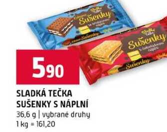 SLADKÁ TEČKA SUŠENKY S NÁPLNÍ 36,6 g vybrané druhy