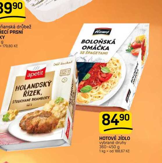 HOTOVÉ JÍDLO vybrané druhy 360-450 g