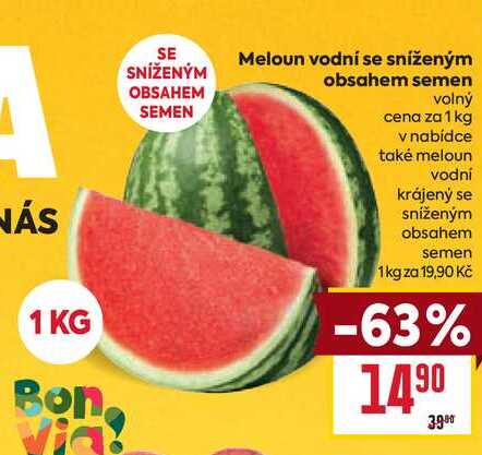 Meloun vodní se sníženým obsahem semen volný cena za 1 kg