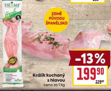 Králík kuchaný s hlavou cena za 1 kg