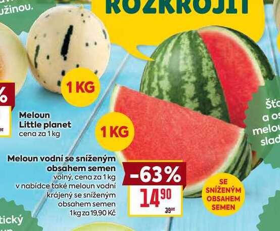 Meloun vodní se sníženým obsahem semen volný, cena za 1kg