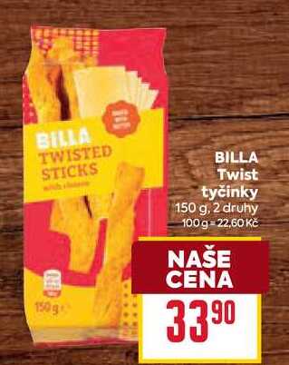 BILLA Twist tyčinky 150 g