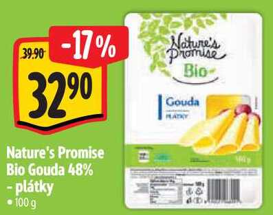 Nature's Promise Bio Gouda 48% - plátky, 100 g