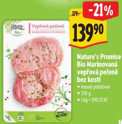 Nature's Promise Bio Marinovaná vepřová pečeně bez kosti, 350 g
